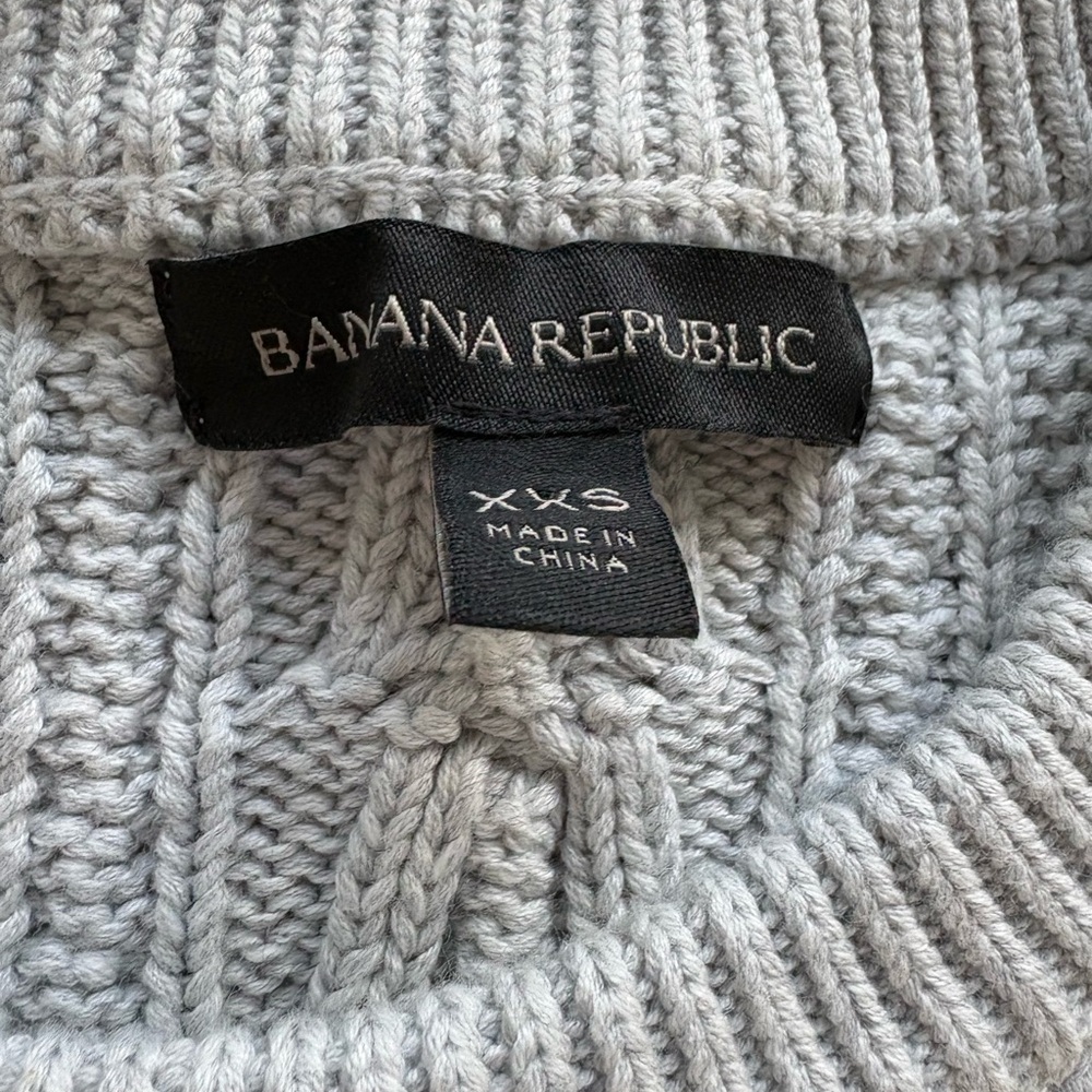 Banana Republic XXS Gray Crew Neck Cable Knit Sweater - Picture 6 of 7